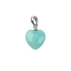 Amazonite Gemstone Heart Pendant with Bail 12mm Sterling Silver