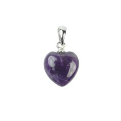 Amethyst Gemstone Heart Pendant with Bail 12mm Sterling Silver