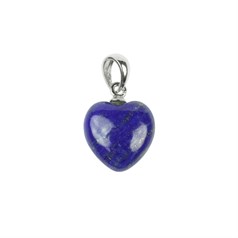 Lapis Gemstone Heart Pendant with Bail 12mm Sterling Silver