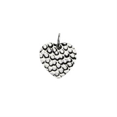 Hammered Heart Pendant/Charm 16mm Sterling Silver (STS)