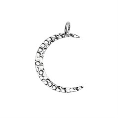 Hammered Crescent Moon Pendant 28mm Sterling Silver (STS)
