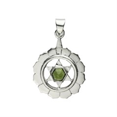 Chakra Heart Peridot 20mm Pendant with 7x4mm Bail Sterling Silver STS