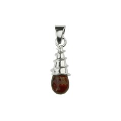Chakra Root Garnet Facet & Swirl Pendant with Bail Sterling Silver