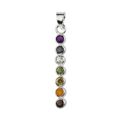 Chakra 7 Facet Stick Pendant 31mm with Bail Sterling Silver