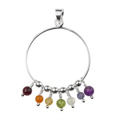 Chakra 7 Facet 30mm Hoop Pendant with Bail Sterling Silver