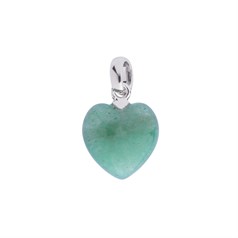 Green Aventurine Gemstone Heart Pendant with Bail 12mm Sterling Silver