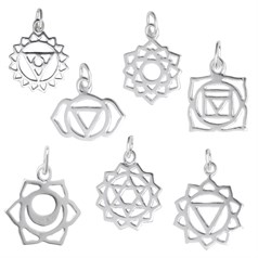 Chakra (Set of 7) Charms Assorted Sizes Sterling Silver