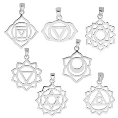 Chakra Pendant (Set of 7) Pendants Assorted Sizes Sterling Silver
