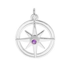Amethyst 17mm Wheel of Time Charm Pendant Sterling Silver