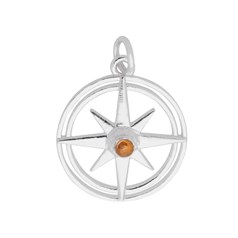Citrine 17mm Wheel of Time Charm Pendant Sterling Silver