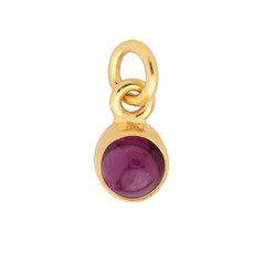 Garnet 6mm approx. Charm Pendant Gold Plated Sterling Silver Vermeil Birthstone January