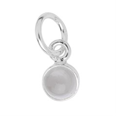 Crystal 6mm approx. Charm Pendant Sterling Silver Birthstone April