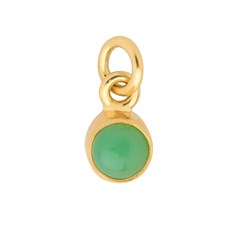 Chrysoprase 6mm approx.Charm Pendant Gold Plated Sterling Silver Vermeil Birthstone May