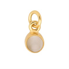 Moonstone 6mm approx. Charm Pendant Gold Plated Sterling Silver  Vermeil Birthstone June