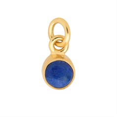 Lapis 6mm approx.Charm Pendant Gold Plated Sterling Silver Vermeil Birthstone September