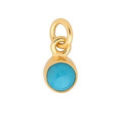 Turquoise (Nat) 6mm appx Charm Pendant Gold Plated Sterling Silver Vermeil Birthstone December