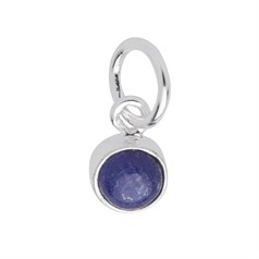 Blue Sapphire 6mm approx.Charm Pendant Sterling Silver