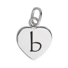 10mm Heart Initial b Charm Pendant Sterling Silver