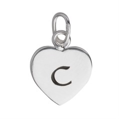 10mm Heart Initial c Charm Pendant Sterling Silver