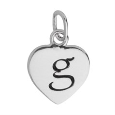 10mm Heart Initial g Charm Pendant Sterling Silver