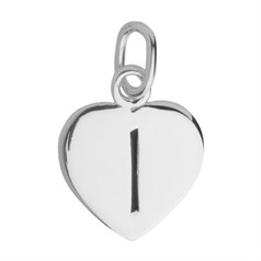10mm Heart Initial l Charm Pendant Sterling Silver