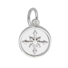 Compass 14mm Charm Pendant Sterling Silver