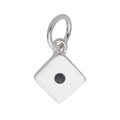 Sapphire Heavy Square 8mm Charm Pendant Sterling Silver