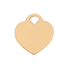 Flat Heart Shaped Charm 12mm (0.5mm thick) Gold Filled