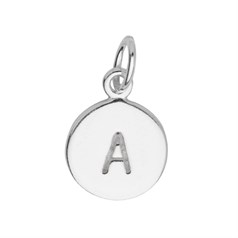 9mm Disc Initial A Charm Pendant Sterling Silver