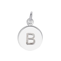 9mm Disc Initial B Charm Pendant Sterling Silver