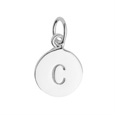 9mm Disc Initial C Charm Pendant Sterling Silver