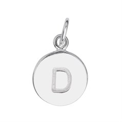 9mm Disc Initial D Charm Pendant Sterling Silver