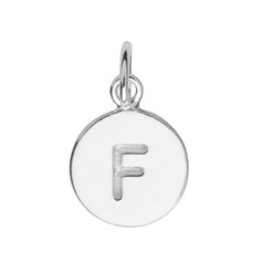 9mm Disc Initial F Charm Pendant Sterling Silver