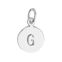 9mm Disc Initial G Charm Pendant Sterling Silver