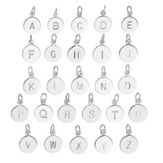 9mm Disc Charm Pendant w/Uppercase Initial A-Z Set Sterling Silver (STS)