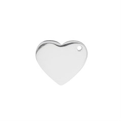 Offset Heart Tag 10mm Charm Pendant Sterling Silver