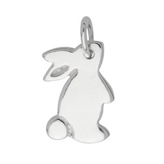 12mm Bunny Stamping Charm Pendant Sterling Silver