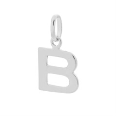 Large Uppercase Alphabet Letter B Charm Pendant 14x11mm Sterling Silver (STS)