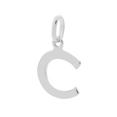 Large Uppercase Alphabet Letter C Charm Pendant 15X12mm Sterling Silver (STS)