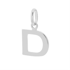 Large Uppercase Alphabet Letter D Charm Pendant 14x12mm Sterling Silver (STS)