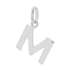 Large Uppercase Alphabet Letter M Charm Pendant 15x13mm Sterling Silver (STS)