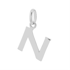 Large Uppercase Alphabet Letter N Charm Pendant 14x11mm Sterling Silver (STS)