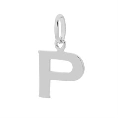 Large Uppercase Alphabet Letter P Charm Pendant 15x11mm Sterling Silver (STS)