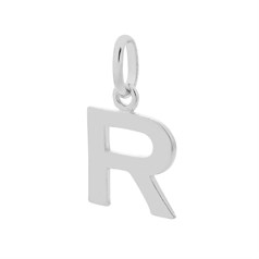Large Uppercase Alphabet Letter R Charm Pendant 14x11mm Sterling Silver (STS)