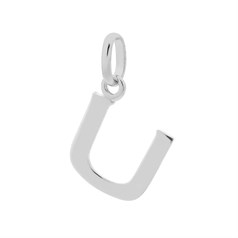 Large Uppercase Alphabet Letter U Charm Pendant 14x11mm Sterling Silver (STS)