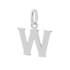 Large Uppercase Alphabet Letter W Charm Pendant 15x15mm Sterling Silver (STS)