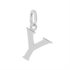 Large Uppercase Alphabet Letter Y Charm Pendant 15x12mm Sterling Silver (STS)