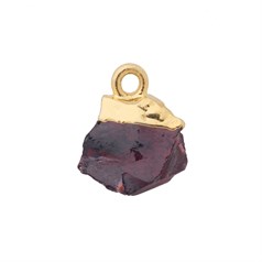 Garnet Raw Gemstone Pendant/Dropper 8-10mm Birthstone January 18ct Gold Electroplated