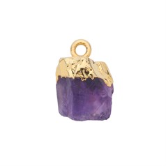 Amethyst Raw Gemstone Pendant/Dropper 8-10mm Birthstone February 18ct Gold Electroplated Plated