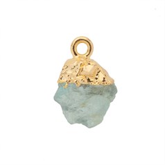 Aquamarine Raw Gemstone Pendant/Dropper 8-10mm Birthstone March 18ct Gold Electroplated